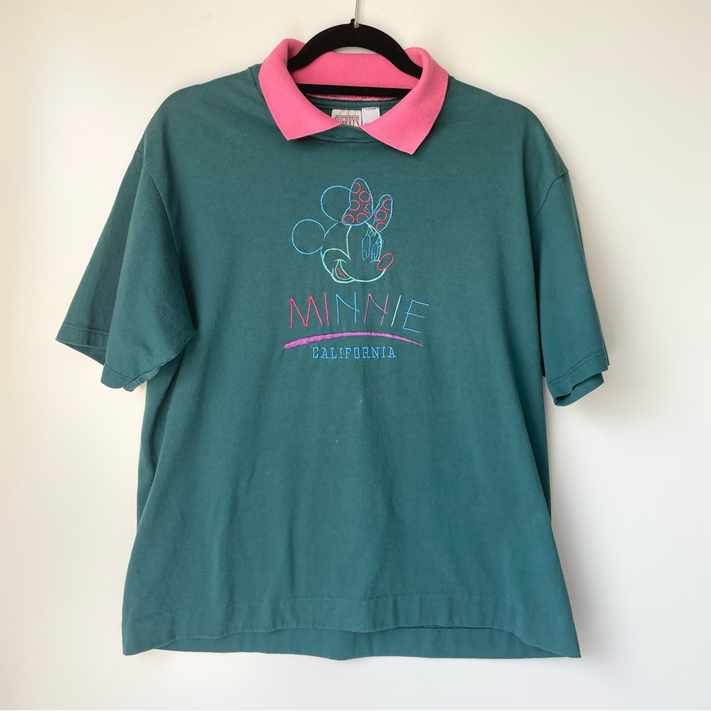 RARE. Vintage Sherrys Best Minnie Mouse Polo Green Pink Women’s Size Large